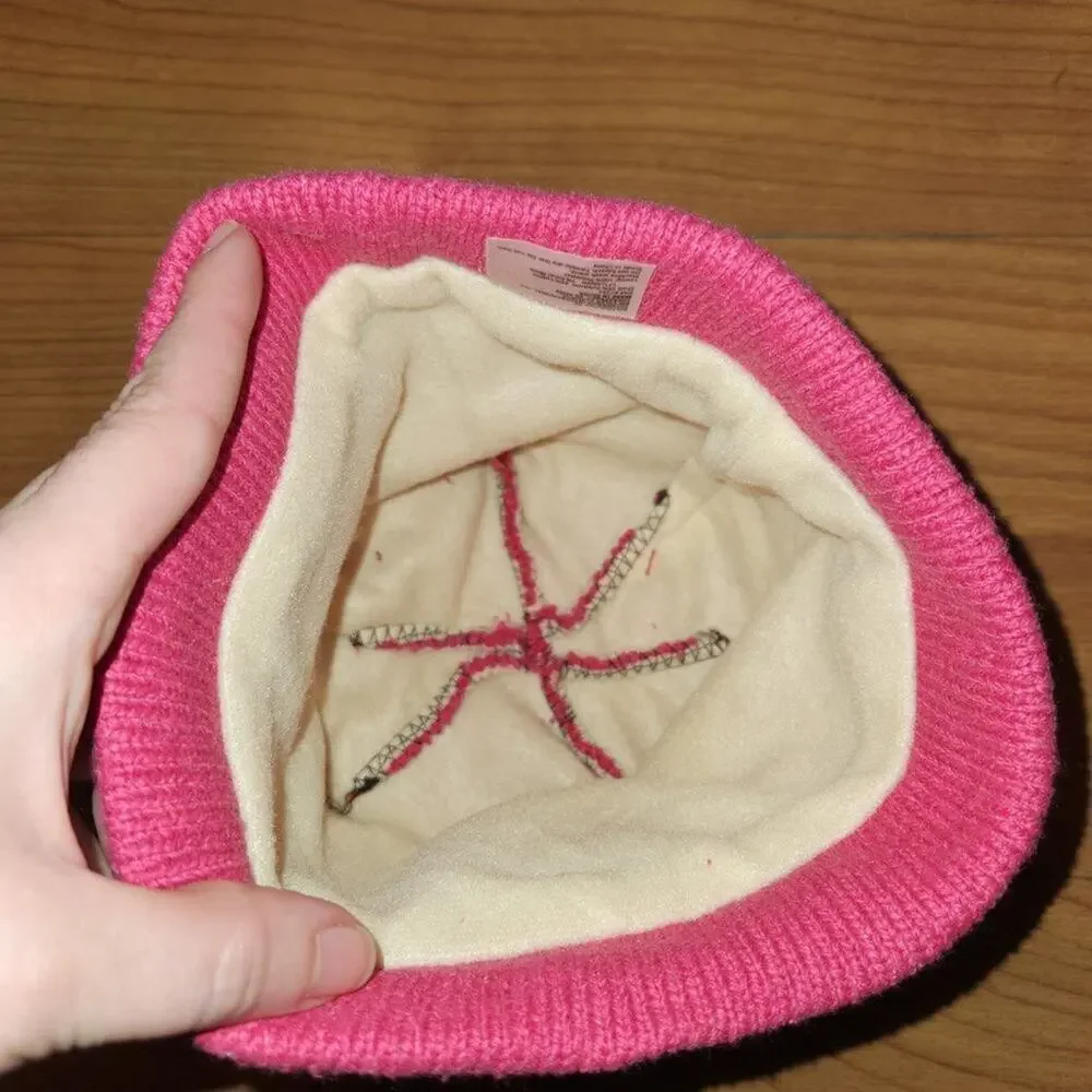 Girl's Winter Pink Snowflake Knit Beanie Cap Hat